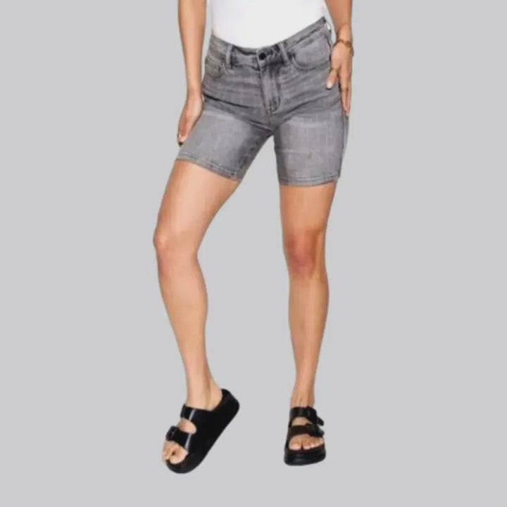 High-waist grey jean shorts for ladies | Jeans4you.shop