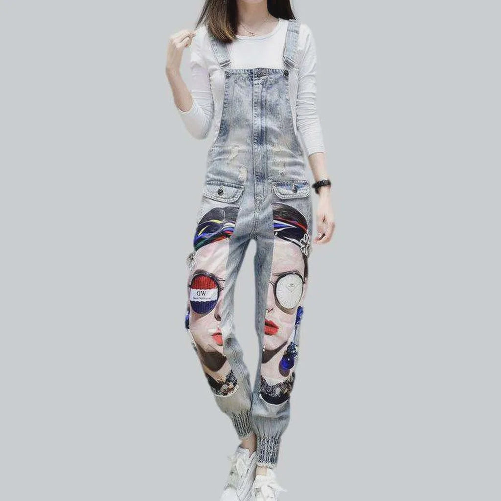 Chic y2k painted jeans overall for ladies | Jeans4you.shop