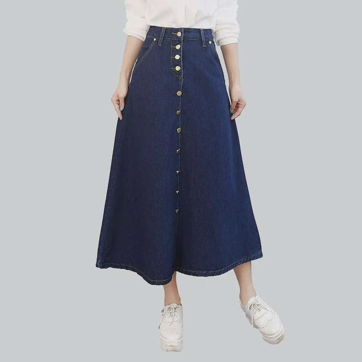 Long a-line buttoned denim skirt | Jeans4you.shop