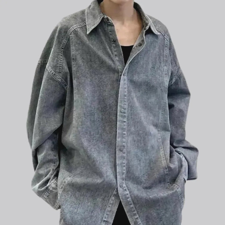 Grunge medium length men's denim shirt | Jeans4you.shop