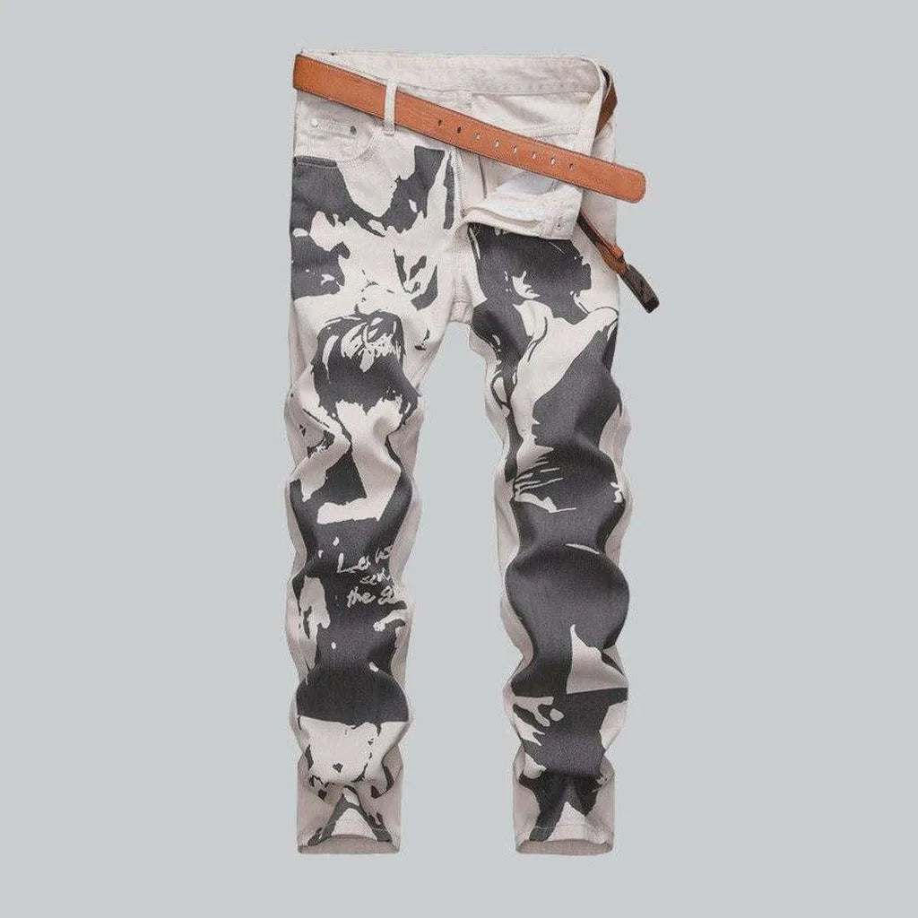 Black print sand color jeans | Jeans4you.shop