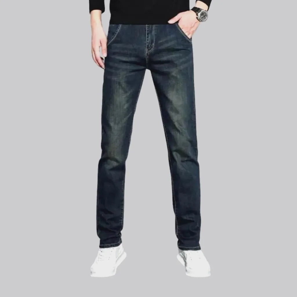 Fitted casual dark distressed jeans for men | Jeans4you.shop