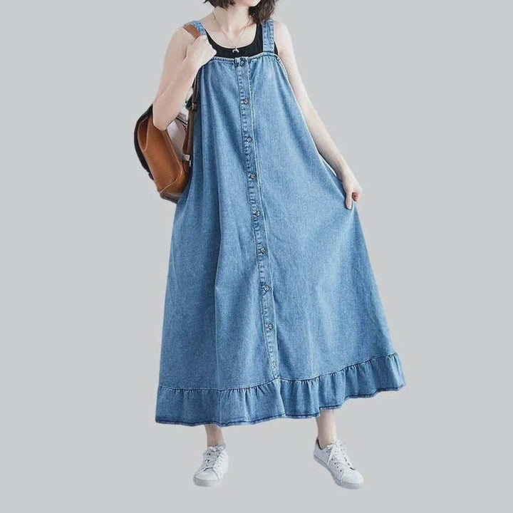 Long denim dress with ruffles | Jeans4you.shop