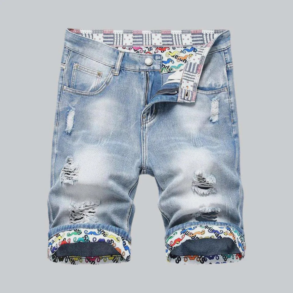 Painted hem ripped denim shorts | Jeans4you.shop