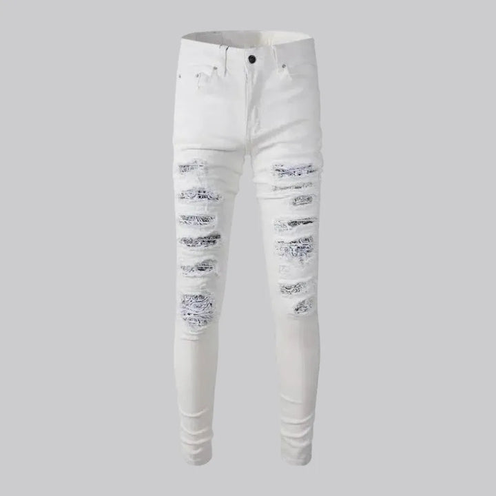 Distressed painted-patches jeans for men | Jeans4you.shop