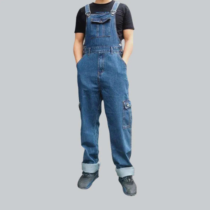 Medium-wash baggy men's denim dungaree | Jeans4you.shop