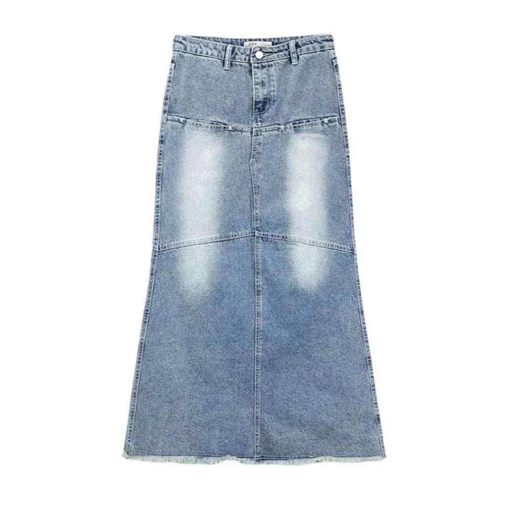 Raw hem vintage denim skirt