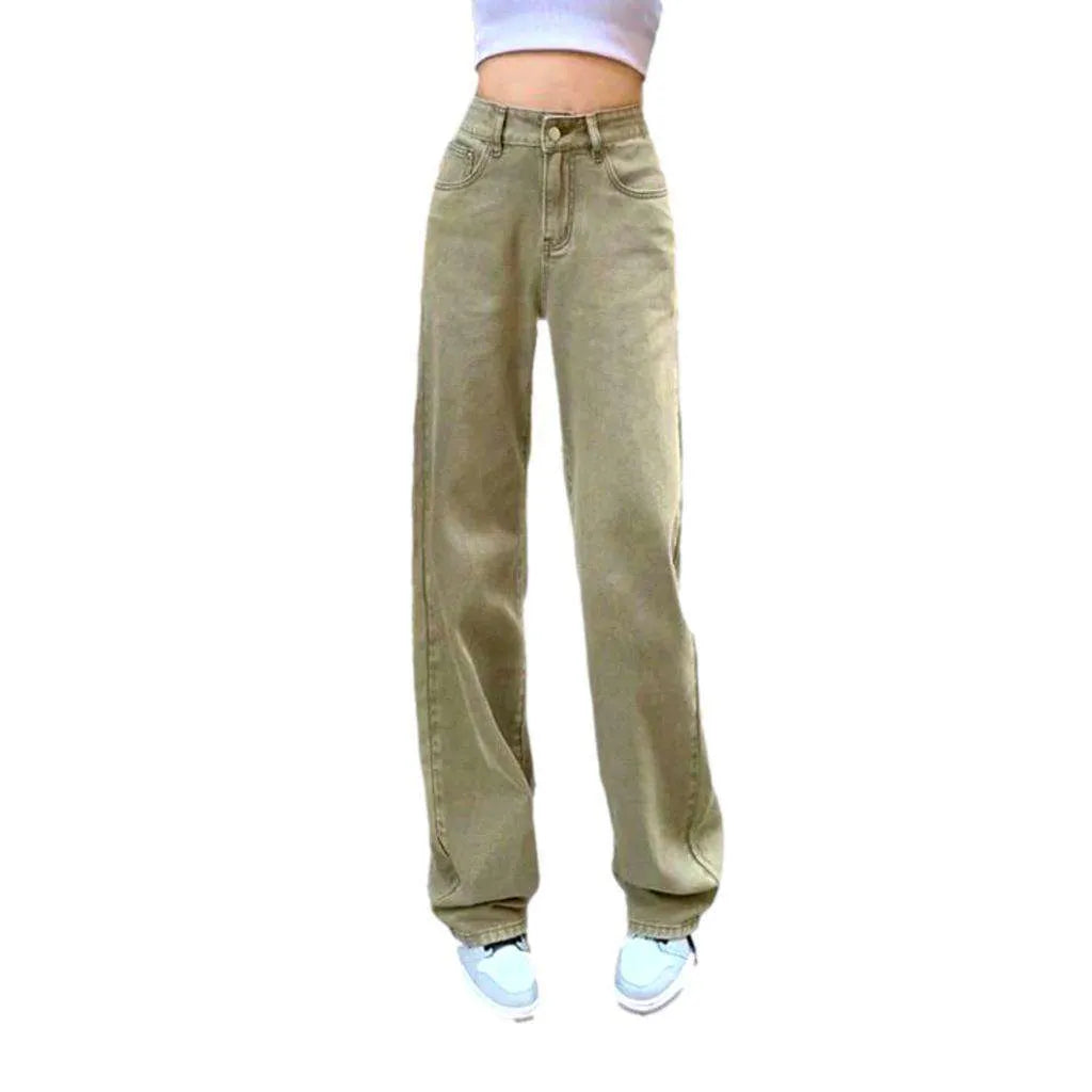 Retro color straight women's jeans