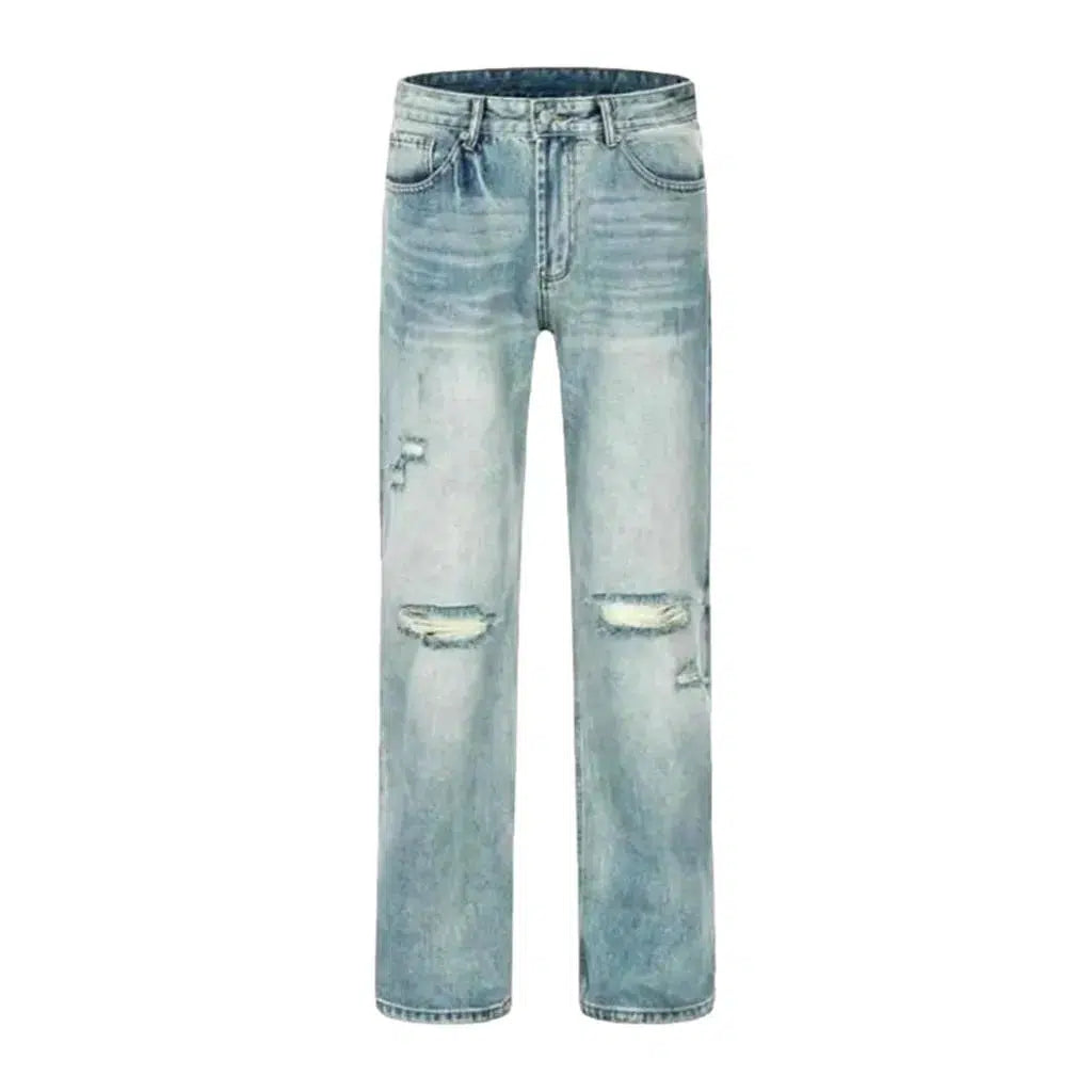 Ribbed-knees men's grunge jeans