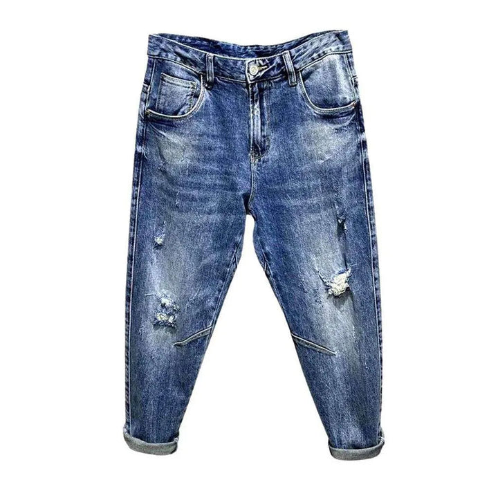 Ripped light blue men's jeans