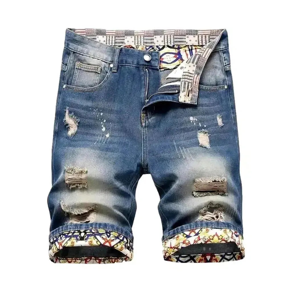 Ripped men's denim shorts