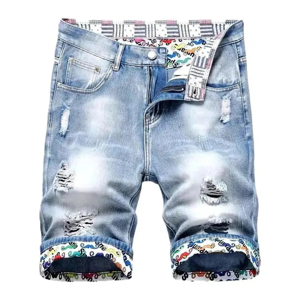 Ripped men's denim shorts