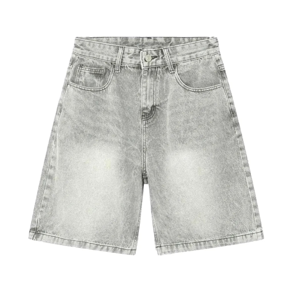 Sanded baggy jean shorts
 for men