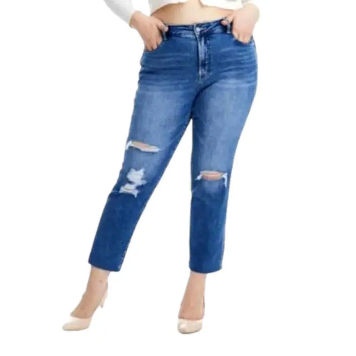 Sanded cropped jeans
 for women