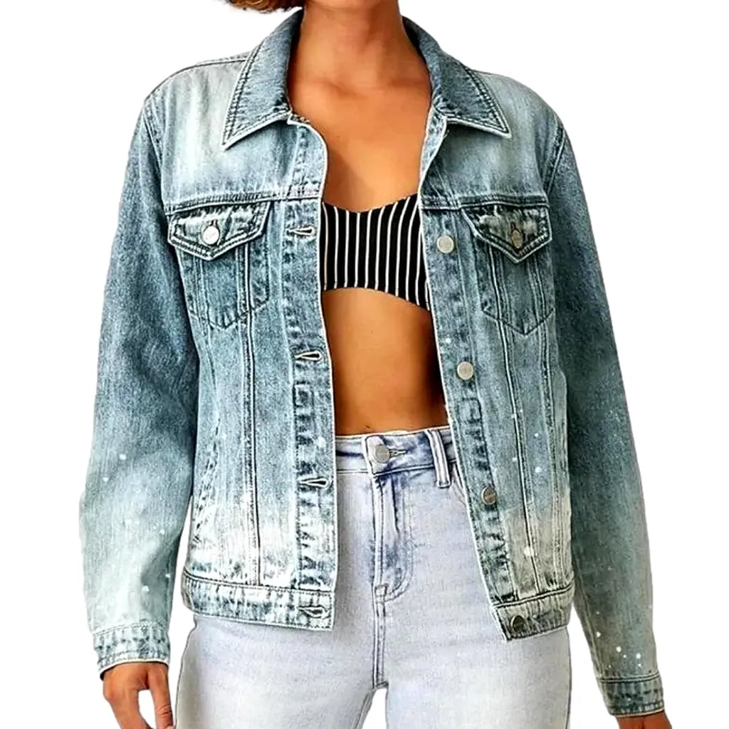 Sanded denim jacket
 for women