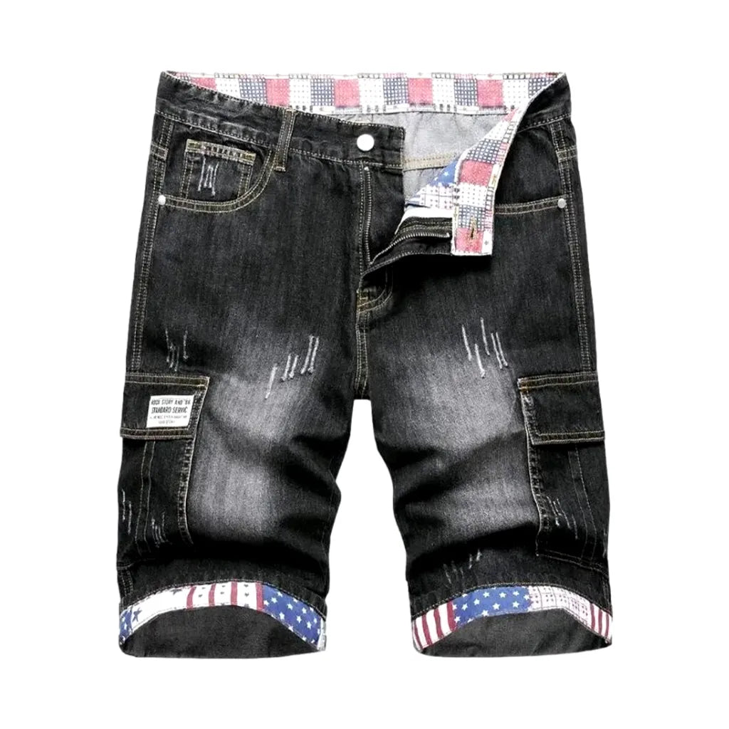 Sanded mid-waist jeans shorts for men