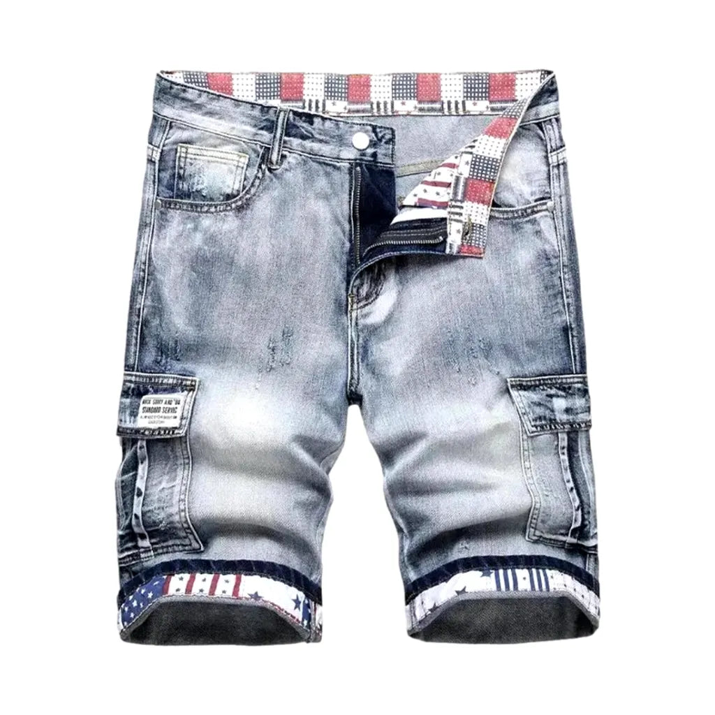 Sanded mid-waist jeans shorts for men