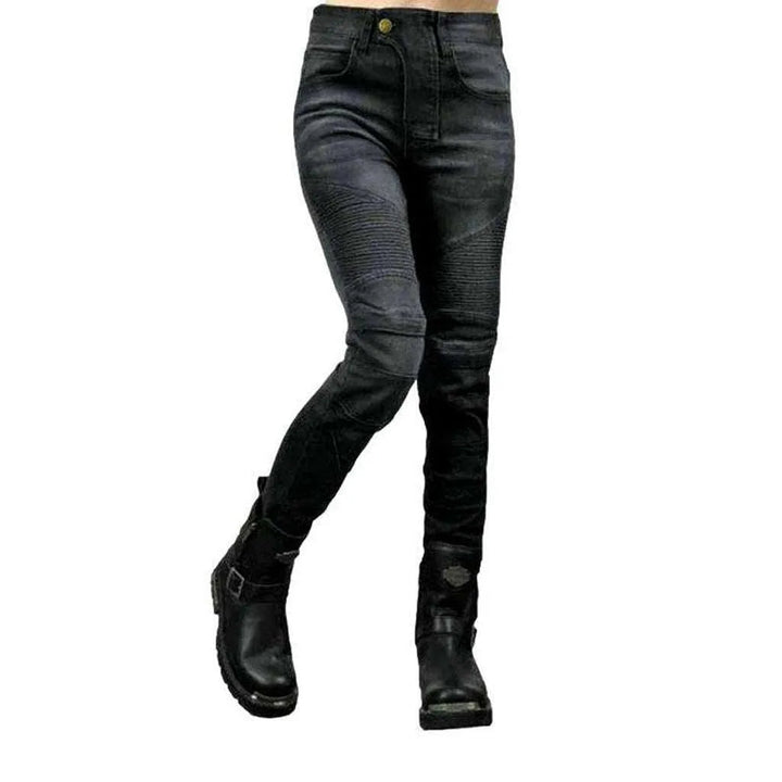 Sanded women's riding jeans