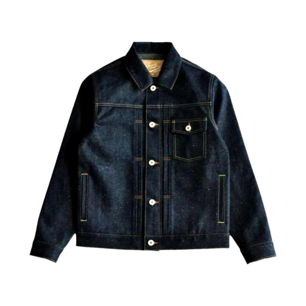 Selvedge raw men's denim jacket