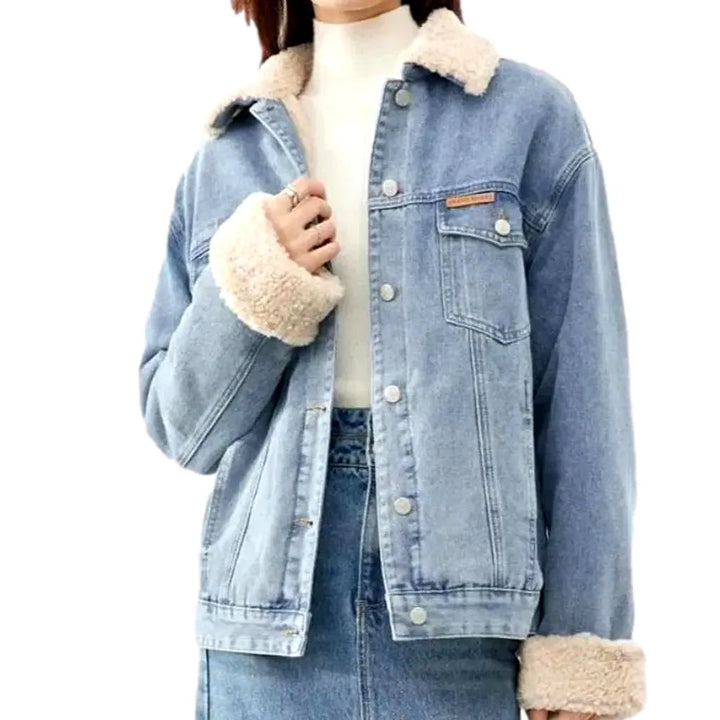 Sherpa fashion denim jacket for women