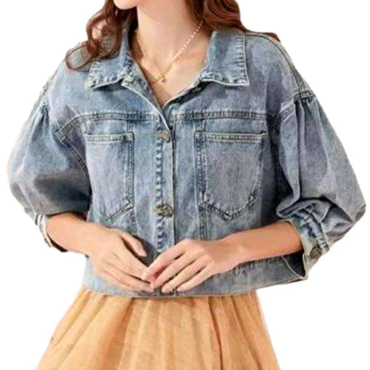 Short vintage women's denim jacket