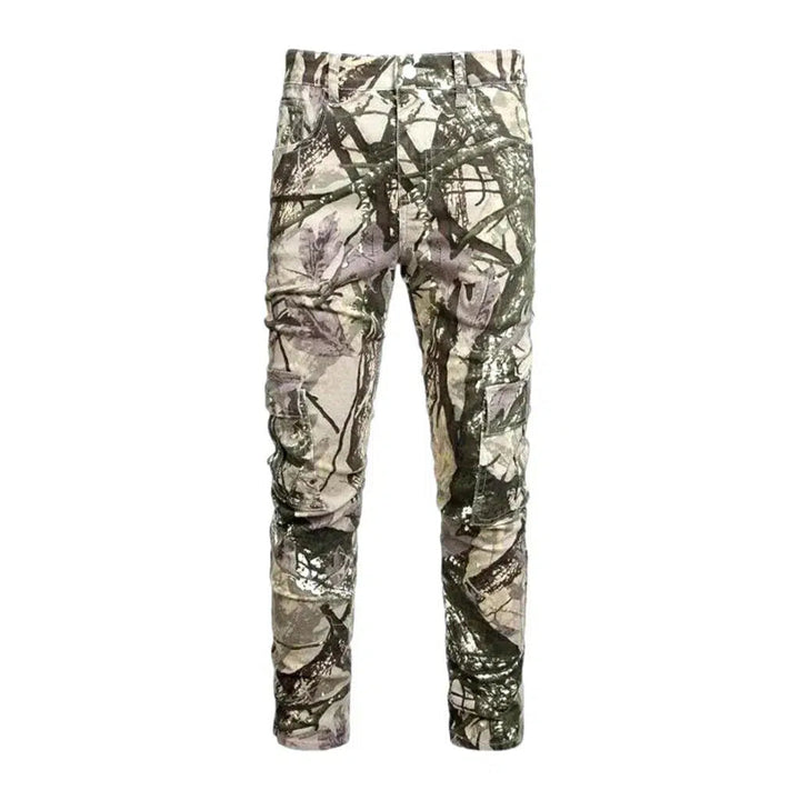 Skinny men's jungle-print jeans