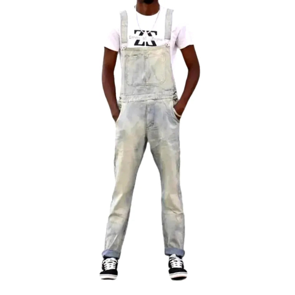 Slim Light-wash Jeans Men's Overall - Light Blue