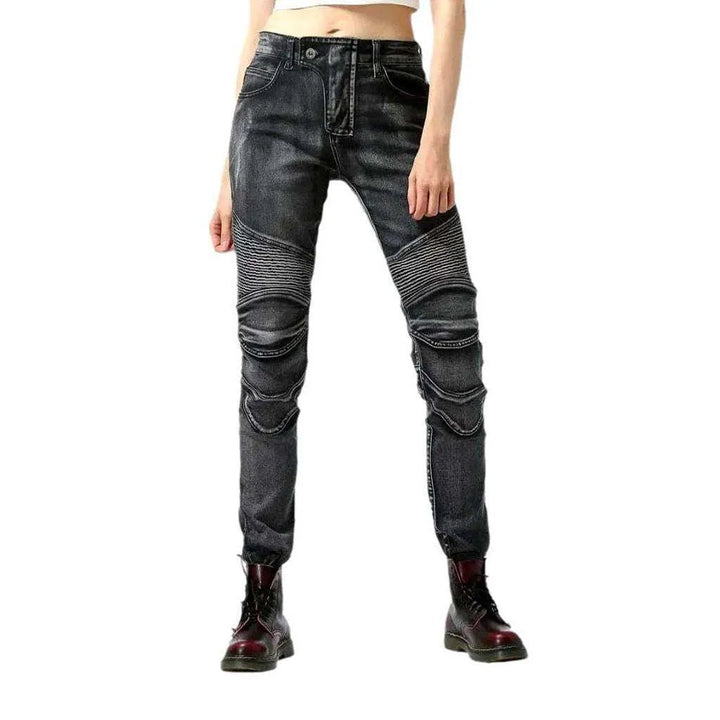 Slim women's biker jeans