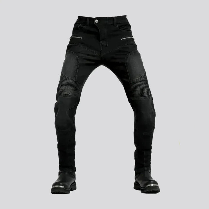 Smoothed Medium Pattern Biker Moto Men's Jeans | Jeans4you.shop