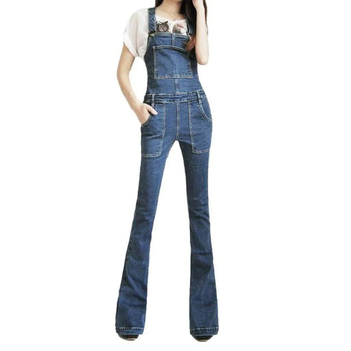 Stonewashed denim overall for women