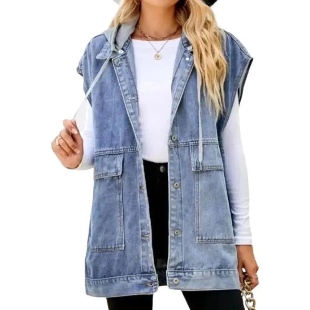 Stonewashed women's denim vest