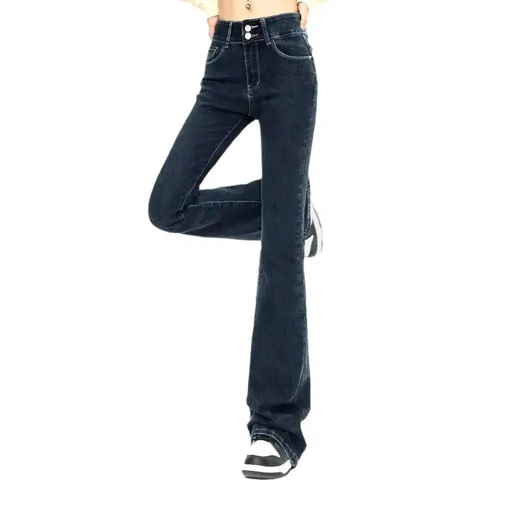 Stonewashed women's floor-length jeans