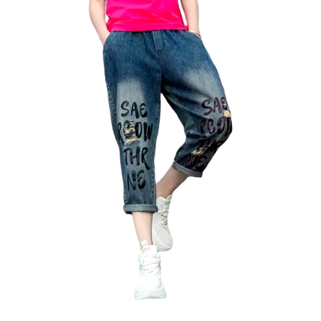 Stonewashed women's jeans pants