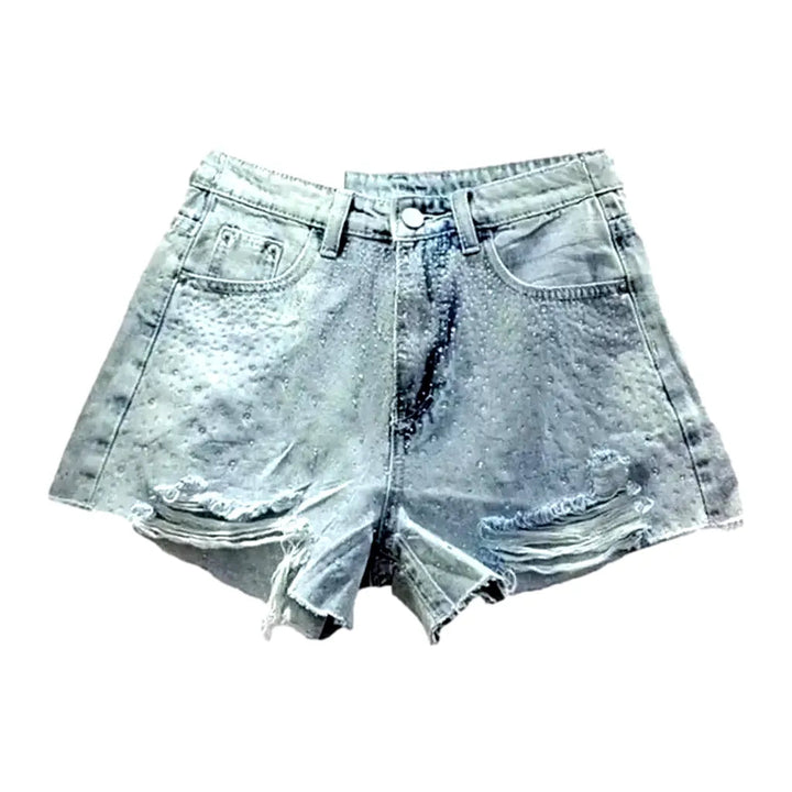 Straight frayed-hem women's jean shorts