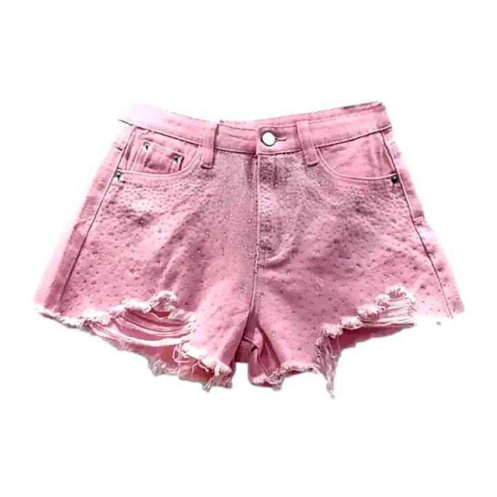 Straight frayed-hem women's jean shorts