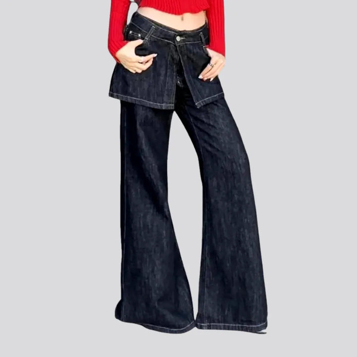 Stylish Dark High-rise Bell-shaped Jeans for Women | Jeans4you.shop