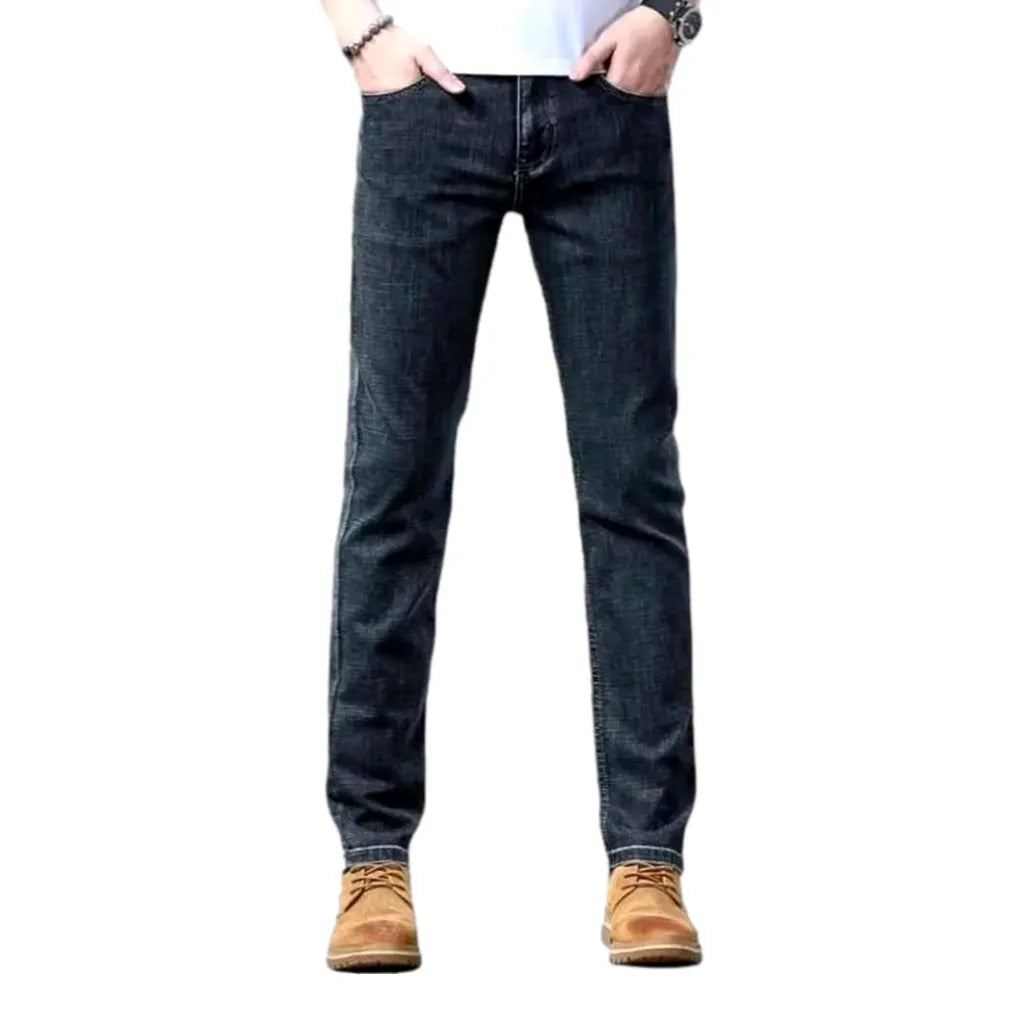 Thin men's high-waist jeans