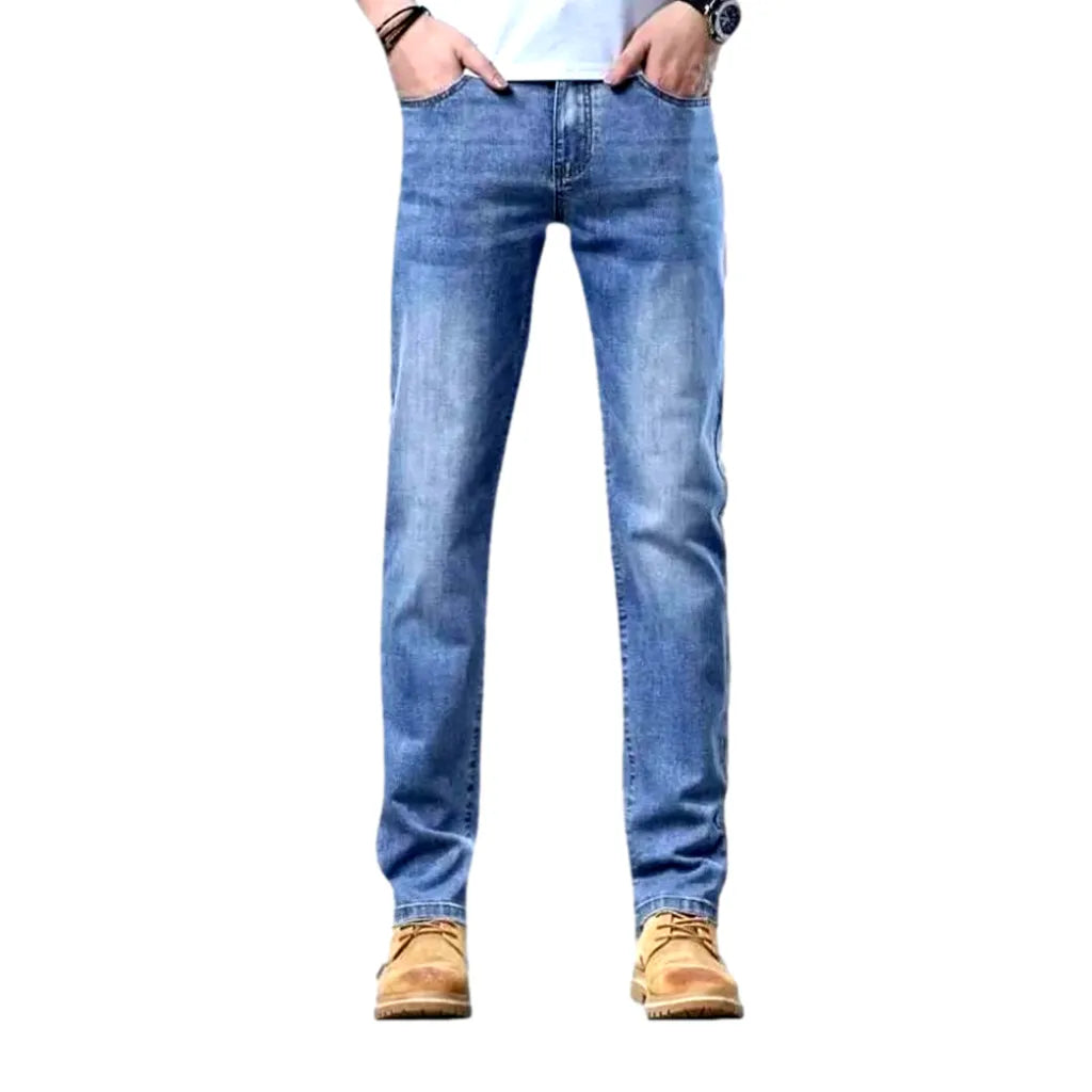 Thin men's high-waist jeans