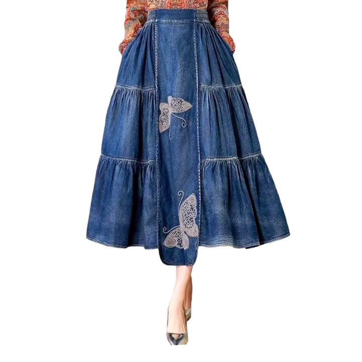 Tiered women's jean skirt