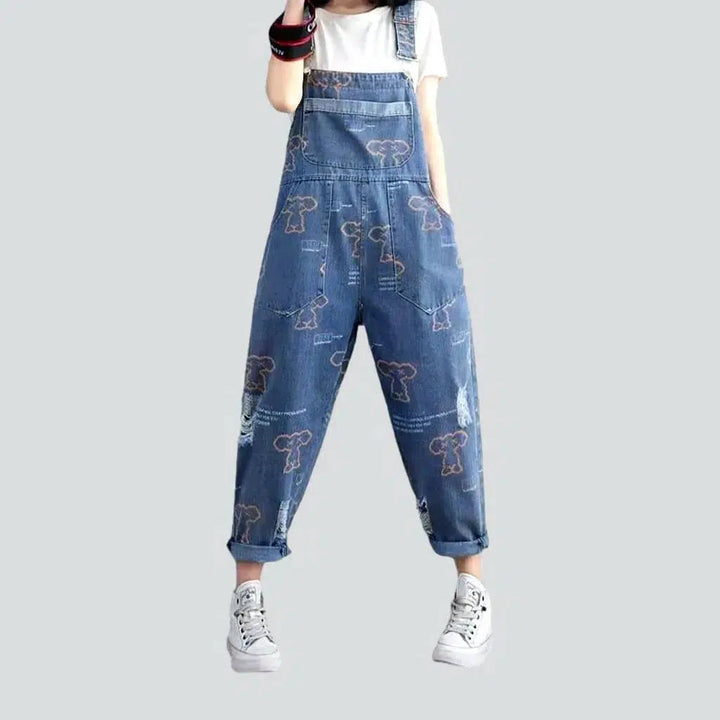 Trendy Baggy Painted Jeans Dungaree for Ladies | Jeans4you.shop