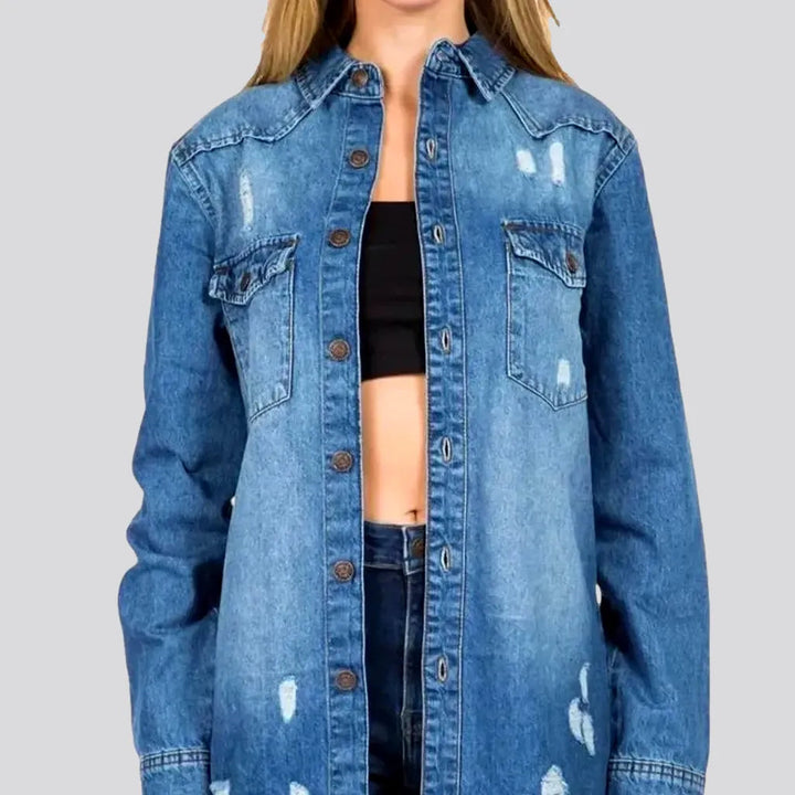 Trendy Distressed Jean Shirt for Ladies | Jeans4you.shop