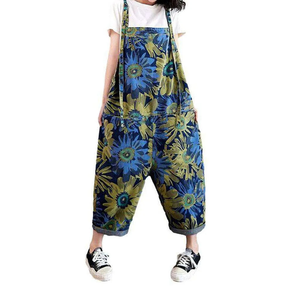 Painted Street Style Jean Overall for Ladies - Green