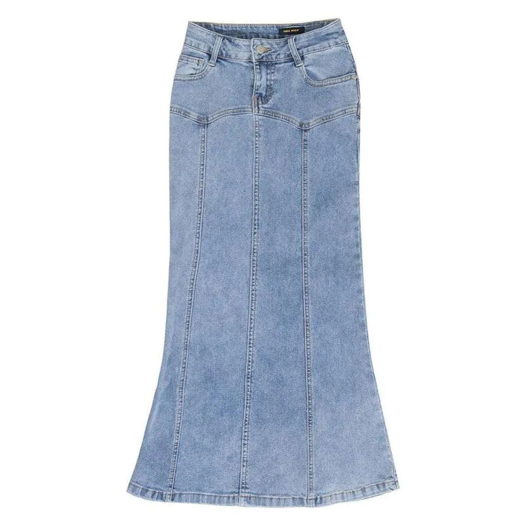 Trumpet denim skirt for women