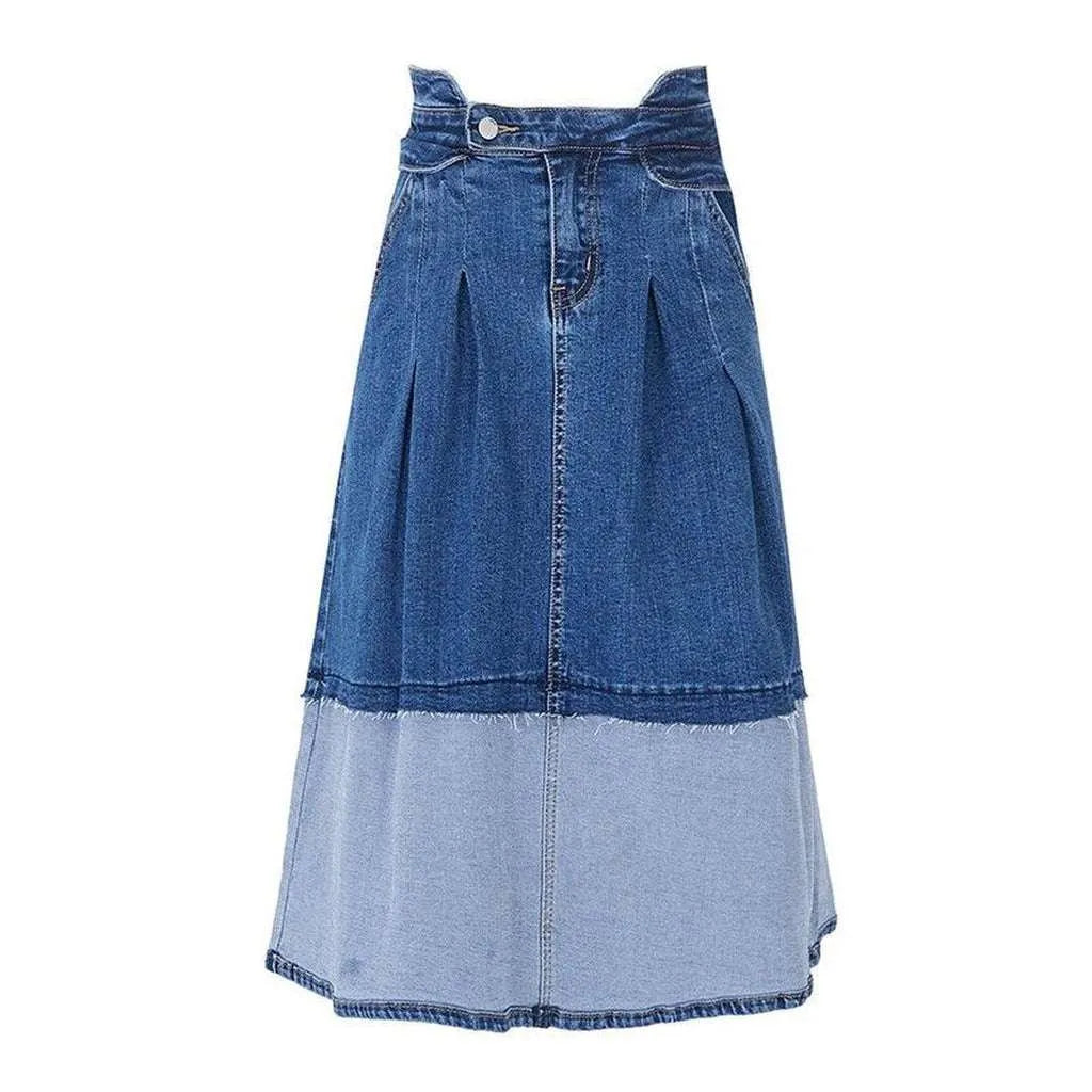 Two sided patchwork denim skirt