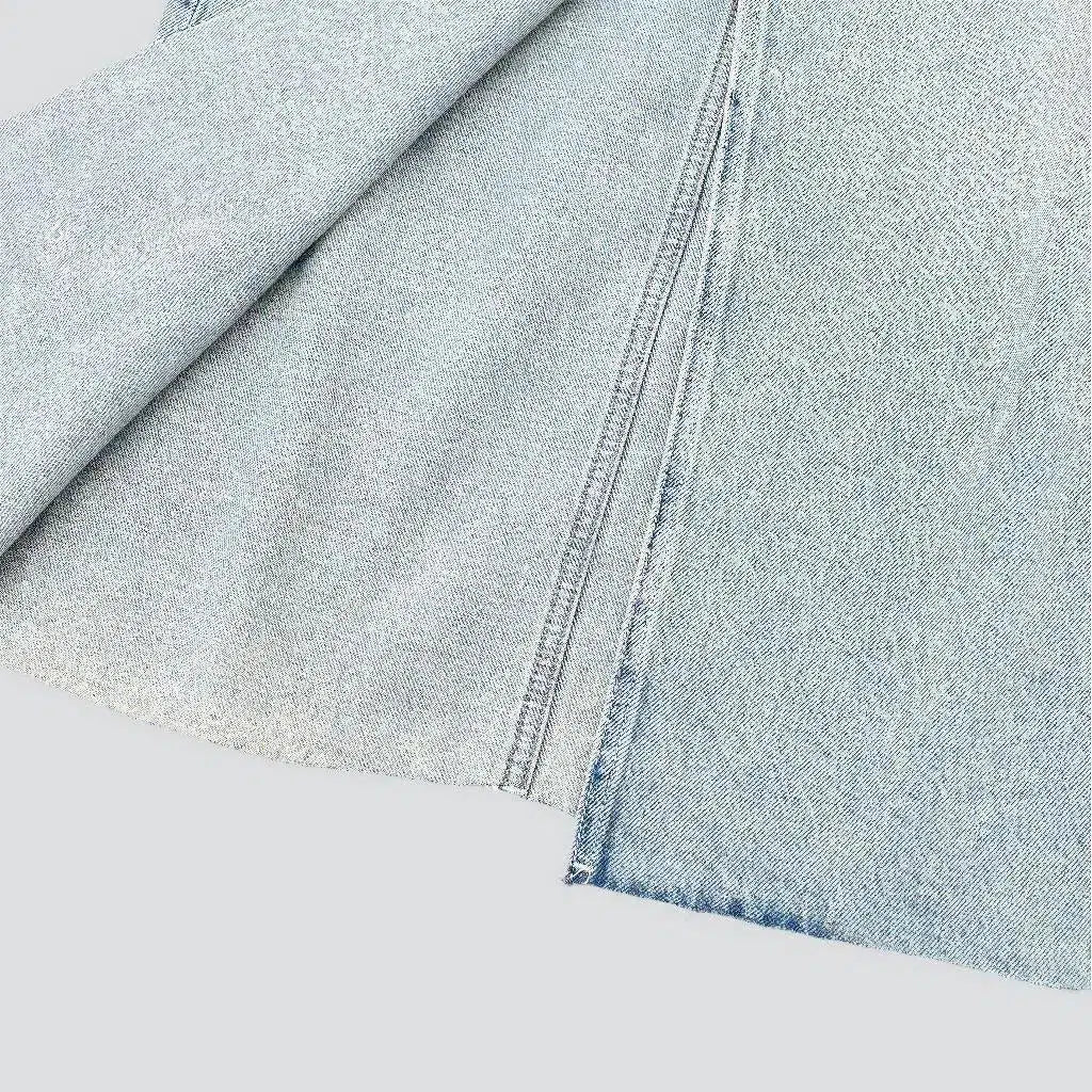 Raw-hem light-wash denim skirt
 for women