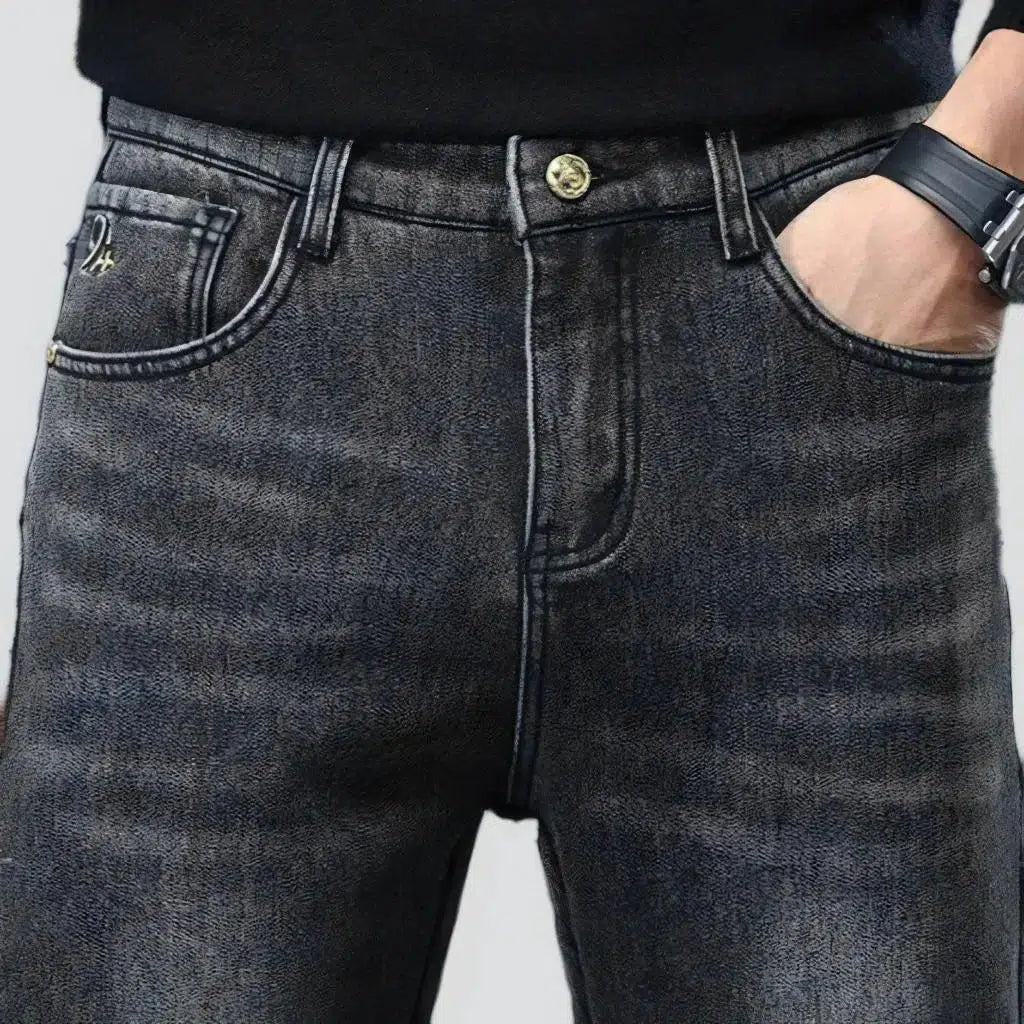 Insulated men's high-waist jeans