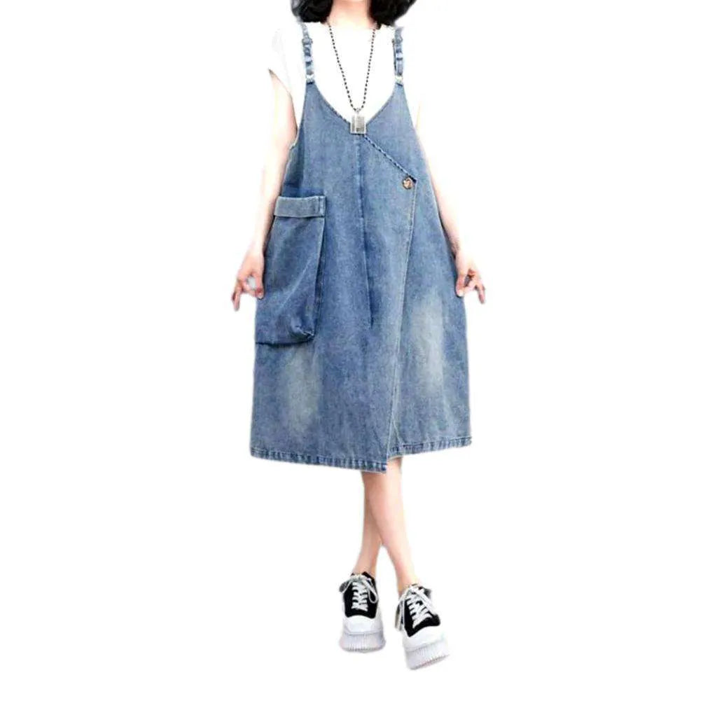 Vintage Oversized Denim Dress - Light Blue