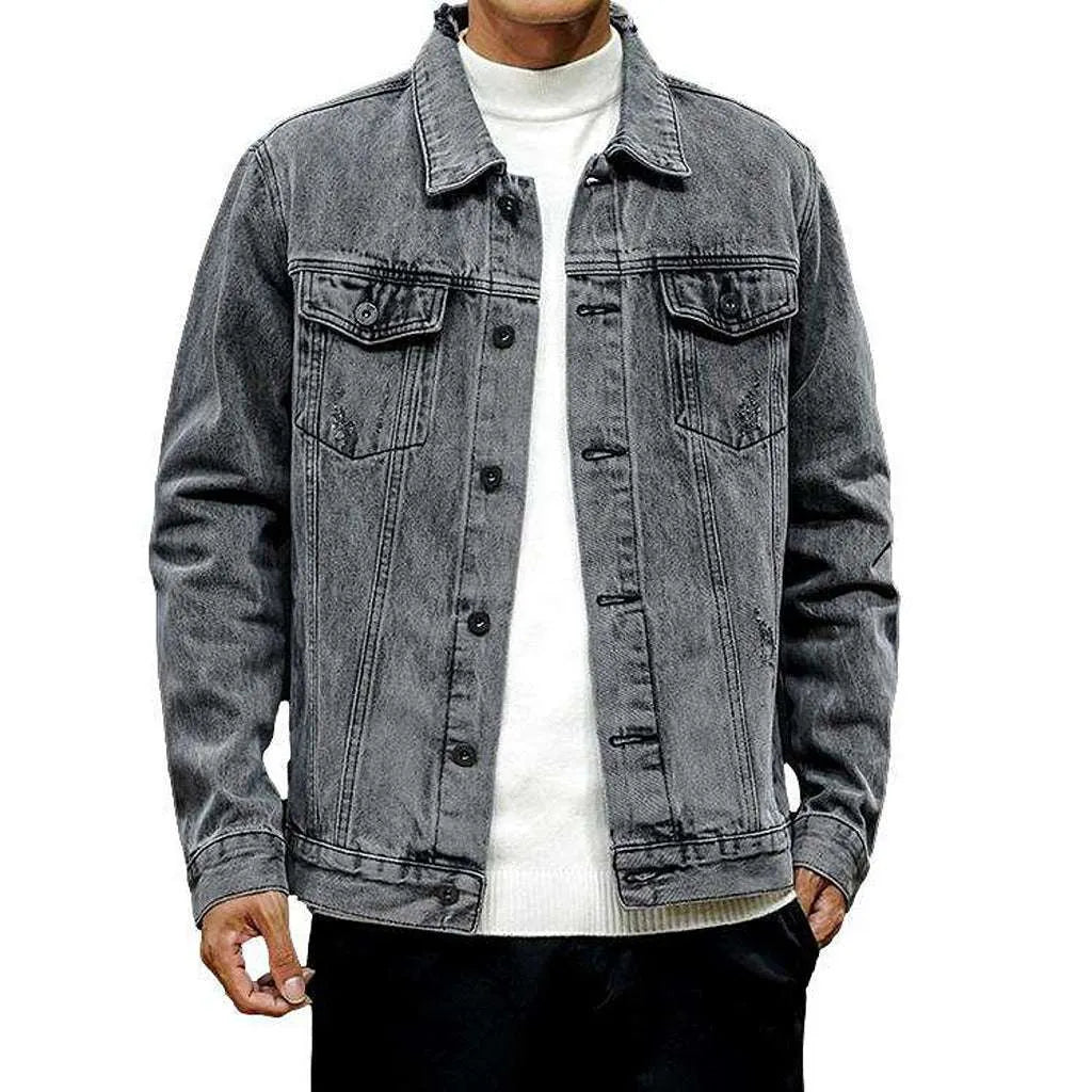 Vintage ripped men's denim jacket