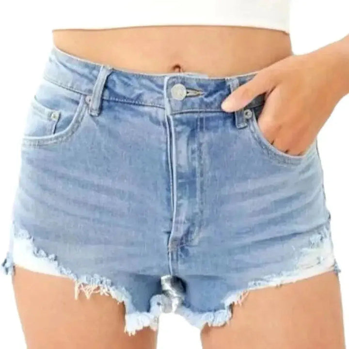 Wide-leg grunge jeans shorts