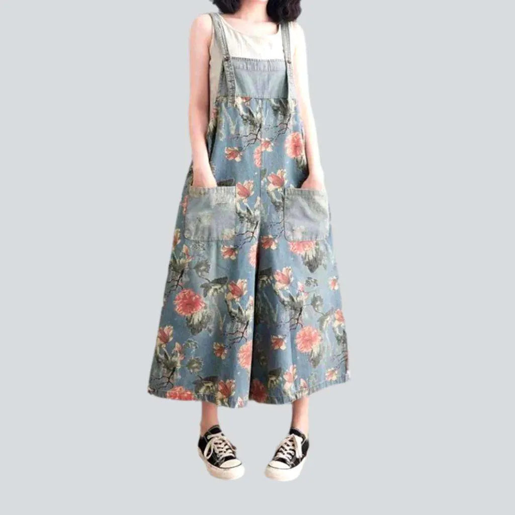 Wide Leg Painted Denim Dungaree for Women | Jeans4you.shop